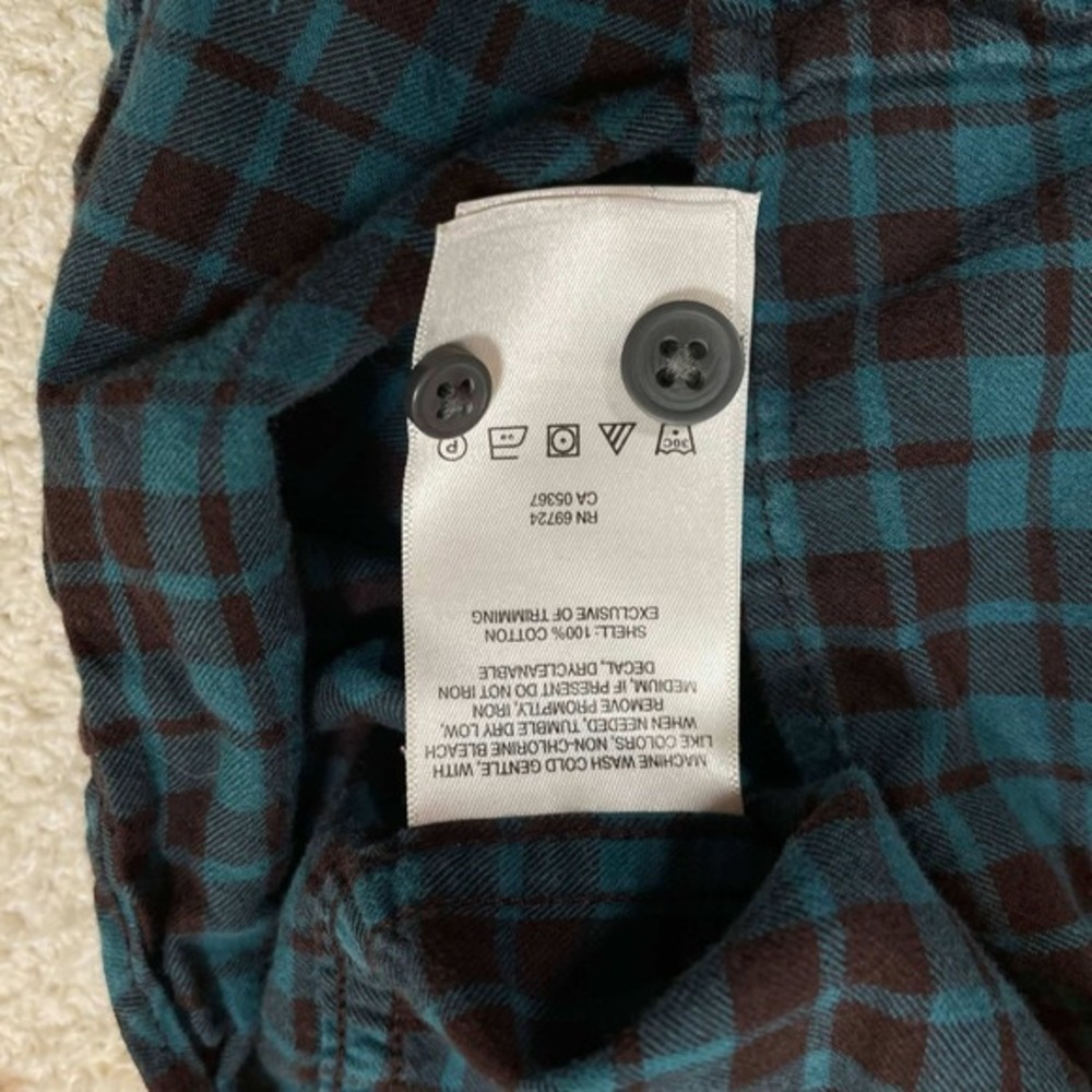 Columbia‎ Mens Large Plaid Button Down Shirt Teal Brown Long Sleeve Cotton L - Picture 8 of 8